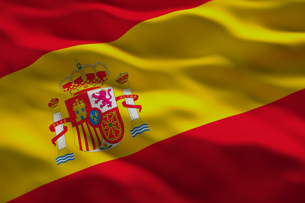 Spanish flag representing national property tax system and regulations for foreign buyers