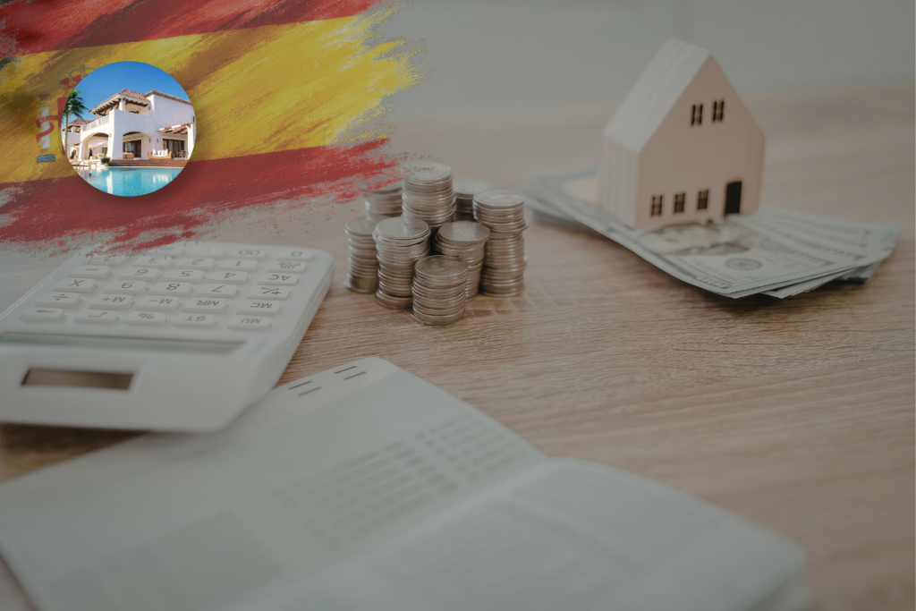 spain property tax concept house model with tax blocks annual property tax spain