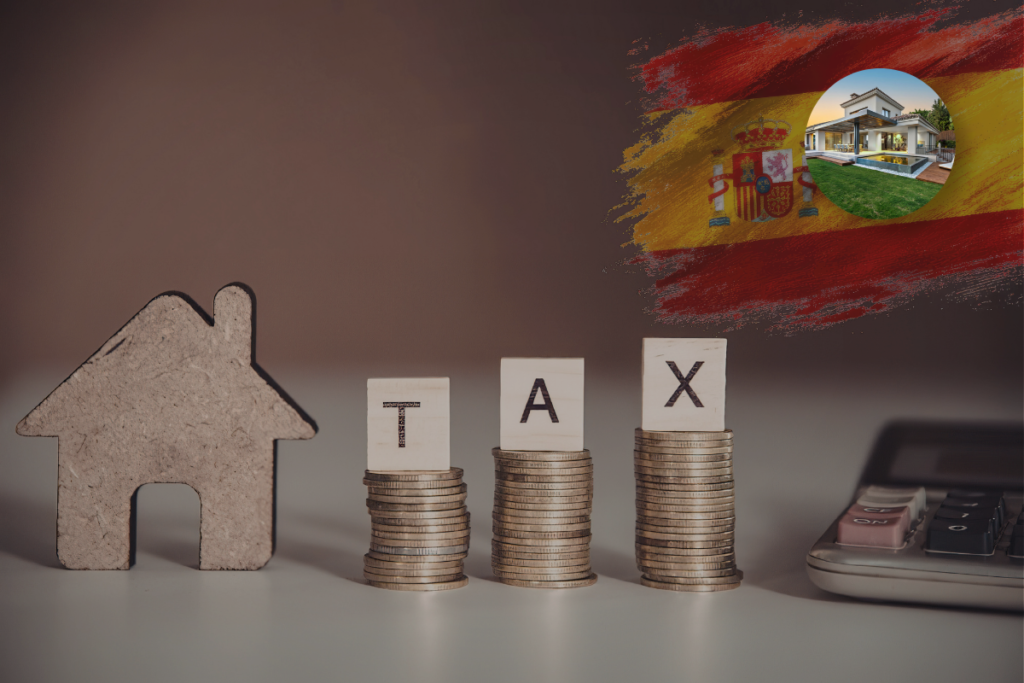property tax in spain concept coins stacks and tax blocks ib i itp vat spain property taxes