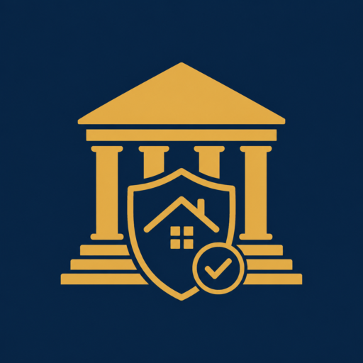 property tax icon Spain with courthouse and shield symbol